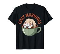 Cozy Mornings Cute Bunny Cup Rabbit Animal Coffee T-Shirt