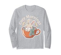 Cozy Mornings Cute Kawaii Bunny Rabbit Tea Cup Animal Long Sleeve T-Shirt