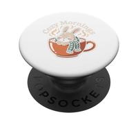 Cozy Mornings Cute Kawaii Bunny Rabbit Tea Cup Animal PopSockets Adhesive PopGrip