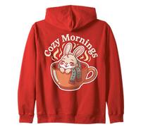 Cozy Mornings Cute Kawaii Bunny Rabbit Tea Cup Animal Zip Hoodie