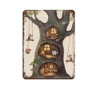 Cozy Mouse Treehouse Retro Poster Metal Tin Sign Chic Art Retro Iron Painting Bar People Cave Cafe Family Garage Poster Wall Decoration 12x16inch(30x40cm)