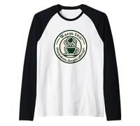 Cozy Mystery Badge Design - Warm Tea, Sharp Clues Raglan Baseball Tee