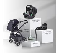 Cozy N Safe Champion Travel System with Snowdon i-Size Car Seat & ISOFix Base, 3 in 1 Pram Pushchair, Baby Carrier 0-15 Months, Foldable Stroller, Rain Cover Included