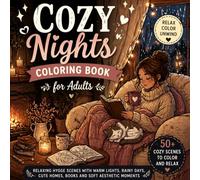 Cozy Nights Coloring Book for Adults: Simple Hygge Scenes with Warm Lights and Peaceful Interiors