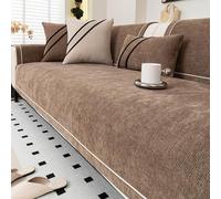Cozy Non-Slip Chenille Sofa Cover for 2/3/4 Seater L-Shaped Sectional Washable Heavy-Duty Couch Protector Pet-Friendly Fur Cover for Leather Sofa (Dark Brown 90x120cm)