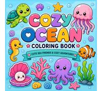 Cozy Ocean Coloring Book: 50 Cute Underwater Scenes Featuring Adorable Sea Animals, Cozy Cafés, Libraries, Bakeries and Relaxing Ocean Adventures (Cozy Bold & Easy Coloring Book)