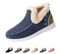 Cozy Orthopedic Fleece Slip-On Boots,Women's Warm Plush Lined Non-Slips Flat Shoes,Winter Comfort Fleeces Ankle Boot (Blue, Adult, Adult, Women, 9, Numeric, UK Footwear Size System, Wide)