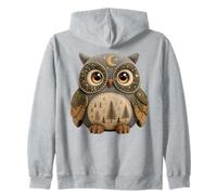Cozy Owl Forest Moon Stars Art Zip Hoodie