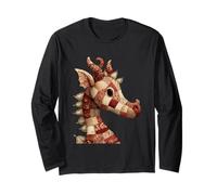 Cozy Patchwork Dragon Quilt Pattern Fantasy Long Sleeve T-Shirt