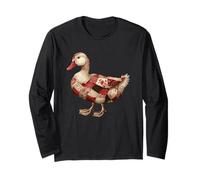 Cozy Patchwork Duck Rustic Country Quilting Cottage Long Sleeve T-Shirt