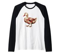Cozy Patchwork Duck Rustic Country Quilting Cottage Raglan Baseball Tee