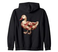 Cozy Patchwork Duck Rustic Country Quilting Cottage Zip Hoodie