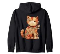 Cozy Patchwork Quilted Cat Floral Rustic Cottagecore Zip Hoodie