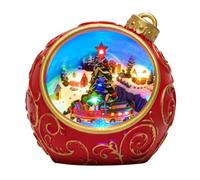 COZY-PAVILION 6.3" Musical Christmas Village Decorations with Rotating Train and Lights, Auto 6H Timer and Volume Control, USB-C/Battery Powered LED Christmas Tree Ornament for Table Decor Xmas Gift