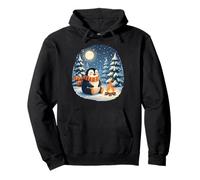 Cozy Penguin Campfire Winter Holidays Pullover Hoodie