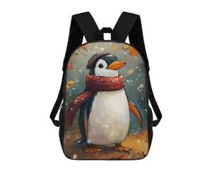 Cozy Penguin in Autumn Backpack, 3D Printed School Bag, School Lunch Bag, Travel Backpack, Friends Backpack, School Backpack for Girls And Boys 17inch
