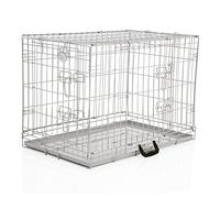 Cozy Pet 30" Dog Crate with Metal Tray 77cm Grey Dog Cage Grey Folding Puppy Crate, Medium Puppy Cage, Cat Carriers DC30G