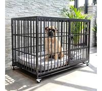 Cozy Pet 49" XXL Heavy Duty Dog Crate, 125cm 33kg Steel Dog Cage with Lockable Wheels & Removable Tray, Strong Kennel for Large Dogs, Vet, Grooming & Commercial Use - HDDC03