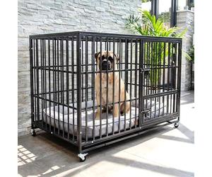 Cozy Pet 49" XXL Heavy Duty Dog Crate, 125cm 33kg Steel Dog Cage with Lockable Wheels & Removable Tray, Strong Kennel for Large Dogs, Vet, Grooming & Commercial Use - HDDC03