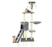 COZY PET Cat Tree 148cm Large Multi-Level Cat Tower, Heavy Duty Natural Sisal Scratching Posts, Stable Climbing and Activity Centre, Kitten Tree Tower for Indoor Cats | CT06-Light Grey