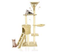 COZY PET Cat Tree 148cm Large Multi-Level Cat Tower, Heavy Duty Natural Sisal Scratching Posts, Stable Climbing and Activity Centre, Kitten Tree Tower for Indoor Cats | CT06-Lt Beige