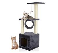 COZY PET Cat Tree 91cm Tall - Large Multi-Level Cat Tower, Heavy Duty Natural Sisal Scratching Posts, Stable Climbing and Activity Centre, Kitten Tree Tower for Indoor Cats | CT01-Dark Grey