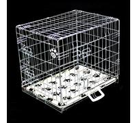 Cozy Pet Dog Cage 24" Silver Metal Tray with Tailored Vet Bedding Galvanised Folding Puppy Crate Cat Carrier Dog Crate DC24S+VB24C
