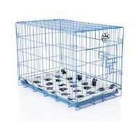 Cozy Pet Dog Cage 30" Blue ABS Tray and Vet Bed Folding 75.5cm Puppy Crate Cat Carrier Dog Crate DCP30BL