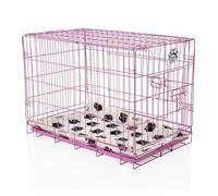 Cozy Pet Dog Cage 30" Pink ABS Tray and Vet Bed Folding 75.5cm Puppy Crate Cat Carrier Dog Crate DCP30P + VB30C