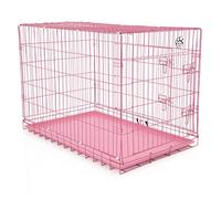 Cozy Pet Dog Cage 42" Pink ABS Tray Folding Puppy Crate Cat Carrier Dog Crate DCP42P (We do not ship to Channel Islands.)