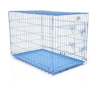 Cozy Pet Dog Cage 48 Inch 122cm Puppy Crate in Blue with Easy-to-Clean Removable ABS Tray and 2 Lockable Doors Model DCP48BL