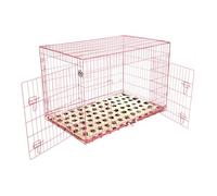 Cozy Pet Dog Cage 48 Inch 122cm Puppy Crate in Pink with Easy-to-Clean Removable ABS Tray 2 Lockable Doors and Vet Bed Model DCP48P + VB48C