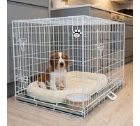 Cozy Pet Dog Crate 42" Galvanised Chew Proof Metal Tray Large Silver Dog Cage 107.5cm Long Folding Silver Puppy Crate Puppy Cage with Chew Proof Metal Tray, Pen, Cat Carrier DC42S
