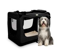 Cozy Pet Fabric Dog Crate in Black, L Size 82cm, Cat Pet Carrier Soft Sided Travel Crate Folding Transport Travel Cage Ideal for Dogs, Puppies, Cats, Rabbits, etc. FDC-L-BLK