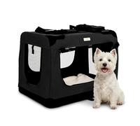 Cozy Pet Fabric Dog Crate in Black, M Size 70cm, Cat Pet Carrier Soft Sided Travel Crate Folding Transport Travel Cage Ideal for Dogs, Puppies, Cats, Rabbits, etc. FDC-M-BLK