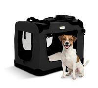 Cozy Pet Fabric Dog Crate in Black, S Size 60cm, Cat Pet Carrier Soft Sided Travel Crate Folding Transport Travel Cage Ideal for Dogs, Puppies, Cats, Rabbits, etc. FDC-S-BLK