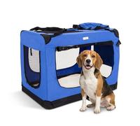 Cozy Pet Fabric Dog Crate in Blue, L Size 82cm, Cat Pet Carrier Soft Sided Travel Crate Folding Transport Travel Cage Ideal for Dogs, Puppies, Cats, Rabbits, etc. FDC-L-BL
