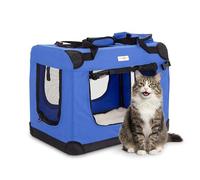 Cozy Pet Fabric Dog Crate in Blue, S Size 60cm, Cat Pet Carrier Soft Sided Travel Crate Folding Transport Travel Cage Ideal for Dogs, Puppies, Cats, Rabbits, etc. FDC-S-BL