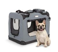 Cozy Pet Fabric Dog Crate in Grey, S Size 60cm, Cat Pet Carrier Soft Sided Travel Crate Folding Transport Travel Cage Ideal for Dogs, Puppies, Cats, Rabbits, etc. FDC-S-GR