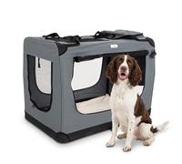 Cozy Pet Fabric Dog Crate in Grey, XL Size 90cm, Cat Pet Carrier Soft Sided Travel Crate Folding Transport Travel Cage Ideal for Dogs, Puppies, Cats, Rabbits, etc. FDC-XL-GR