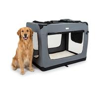 Cozy Pet Fabric Dog Crate in Grey, XXL Size 101cm, Cat Pet Carrier Soft Sided Travel Crate Folding Transport Travel Cage Ideal for Dogs, Puppies, Cats, Rabbits, etc. FDC-XXL-GR