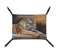 Cozy Pet Hammock, Tiger Lying on Wood Print Breathable Pet Hammock Space-Saving Canvas Bed for Cats and Small Dogs, Adjustable, Portable, and Easy to Clean