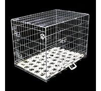 Cozy Pet Medium Dog Crate with Metal Tray and Vet Bed 36" 92cm Long Medium Silver Dog Cage with Chew Proof Metal Tray Folding Puppy Crate Cat Carrier Galvanised Puppy Cage DC36S + VB36C
