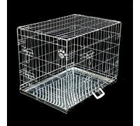 Cozy Pet Metal Tray Dog Cage 30" Silver Galvanised Metal Tray Folding Puppy Crate 77cm Long Cat Carrier Dog Crate 5 DC30S