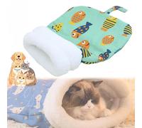 Cozy Pet Nest for Cats and Dogs,360° Wrap Soft Plush Cat Dog Sleeping Bag for Indoor,Self-Warming Pet Nest,Soft Plush Cute Puppy Kitty Cat Cave Beds,Portable P/et N/est, for All Seasons Indoors (D, L)