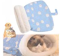Cozy Pet Nest for Cats and Dogs,360° Wrap Soft Plush Cat Dog Sleeping Bag for Indoor,Self-Warming Pet Nest,Soft Plush Cute Puppy Kitty Cat Cave Beds,Portable P/et N/est, for All Seasons Indoors (B, L)