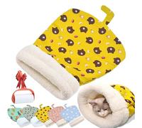 Cozy Pet Nest for Cats and Dogs, Cat Sleeping Bag for Indoor Cats, 360° Warm Semienclosed Soft Plush Cat Sack, Portable Pet Cave Bed All Season (Yellow, L (18 * 22in))