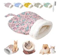 Cozy Pet Nest for Cats and Dogs, Fluffy Cat Sleeping Bag and Snuggle Sack, Semi-Enclosed Burrow Bed Cave Is a Portable, Soft Plush Lounger for Indoor Small Pets(Pink,18 * 22in)