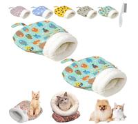 Cozy Pet Nest for Cats and Dogs, Fluffy Cat Sleeping Bag and Snuggle Sack, Semi-Enclosed Burrow Bed Cave Is a Portable, Soft Plush Lounger for Indoor Small Pets(Green(2pcs),18 * 22in)