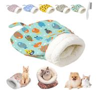 Cozy Pet Nest for Cats and Dogs, Fluffy Cat Sleeping Bag and Snuggle Sack, Semi-Enclosed Burrow Bed Cave Is a Portable, Soft Plush Lounger for Indoor Small Pets(Green,18 * 22in)